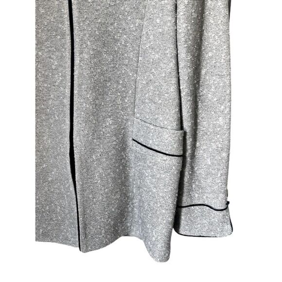 St. John Collection Marie Gray Vintage Cardigan Zip Up Knit Gray White Jacket  4 - Picture 5 of 11